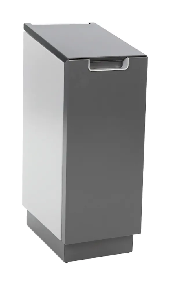 Feuersicherer Wertstoffsammler Connector Bin mit Hebedeckel | 55 Liter, HxBxT 81,6x30,3x45,2cm | Aluminium | Anthrazit / Grau