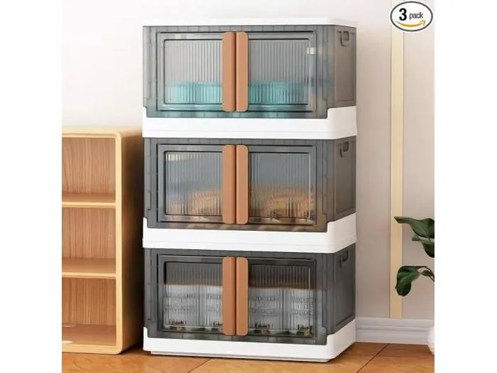 3pccs 32L -Räder -Speicherbox - transparente Aufbewahrungsboxen - faltbar faltbar für Spielzeugkleidung