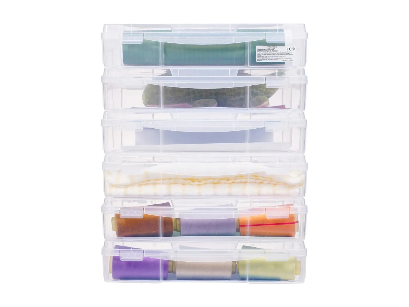 Aufbewahrungsboxen für Scrapbooking-Papier SucceBuy, Stapelbare Spieleboxen aus Kunststoff, Transparentes Etui, 6er-Set