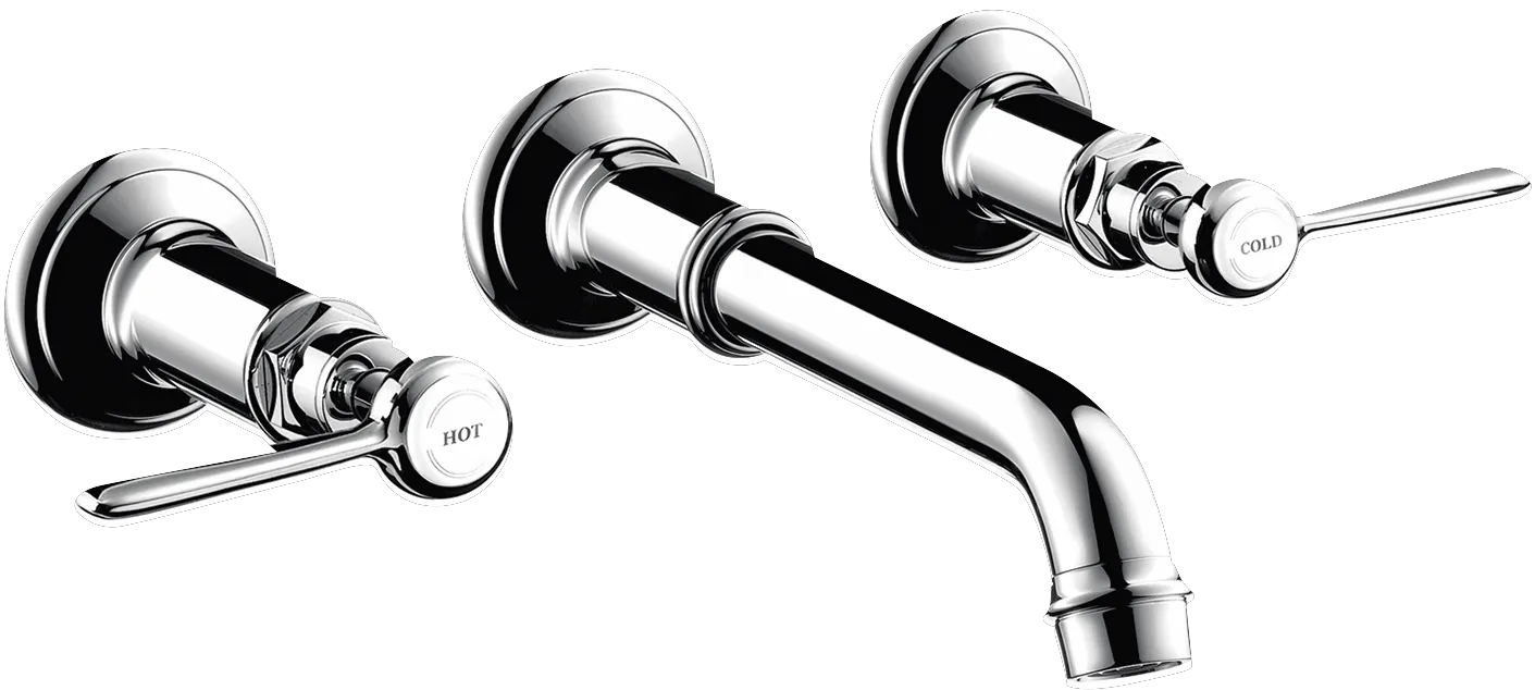 3-Loch Waschtischarmatur Axor Montreux Wand Fertigset Hebelgriff chrom