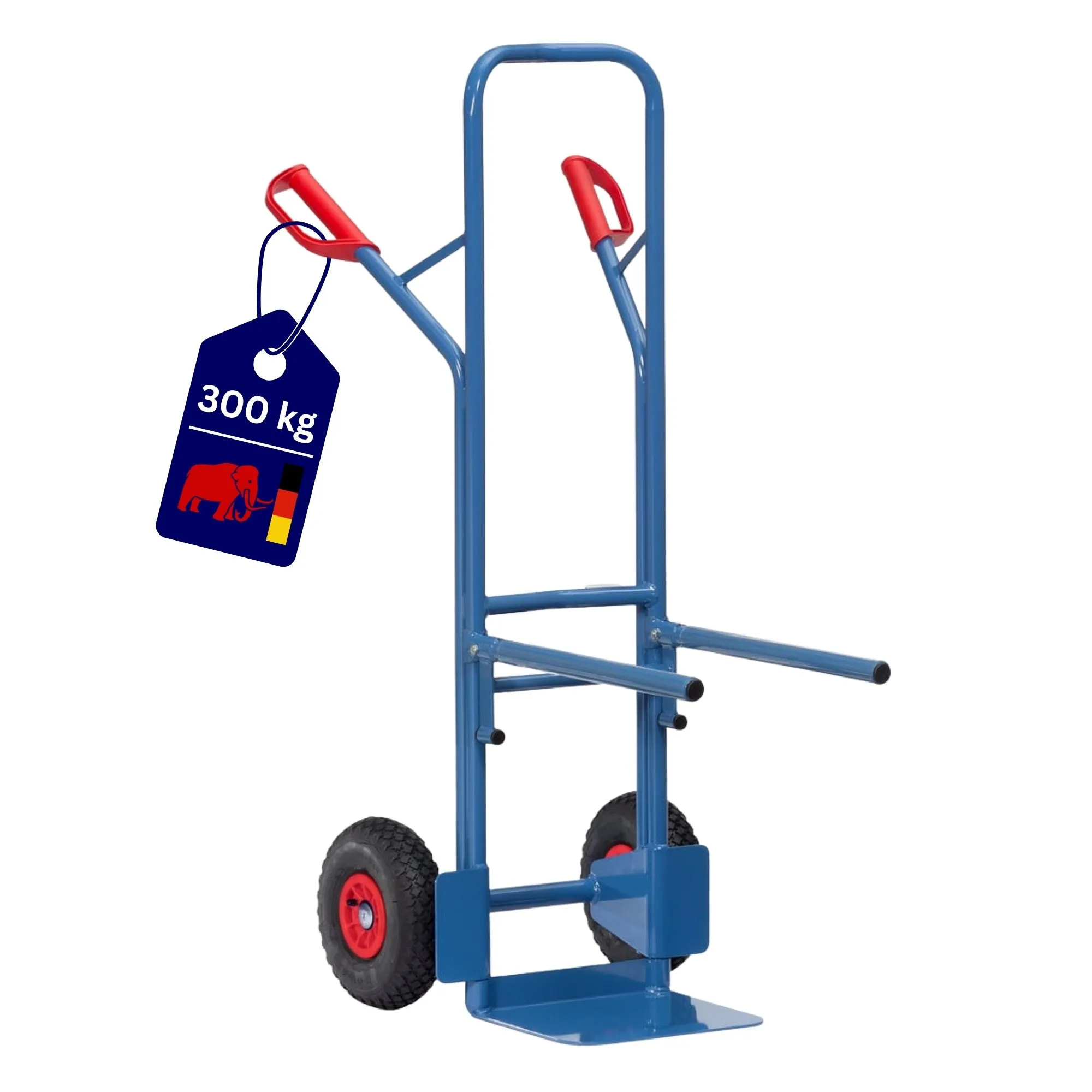Fetra Stuhlkarre mit festverschraubtem Traggestell, gebogenen Streben & Luftbereifung | Traglast 300kg | Blau
