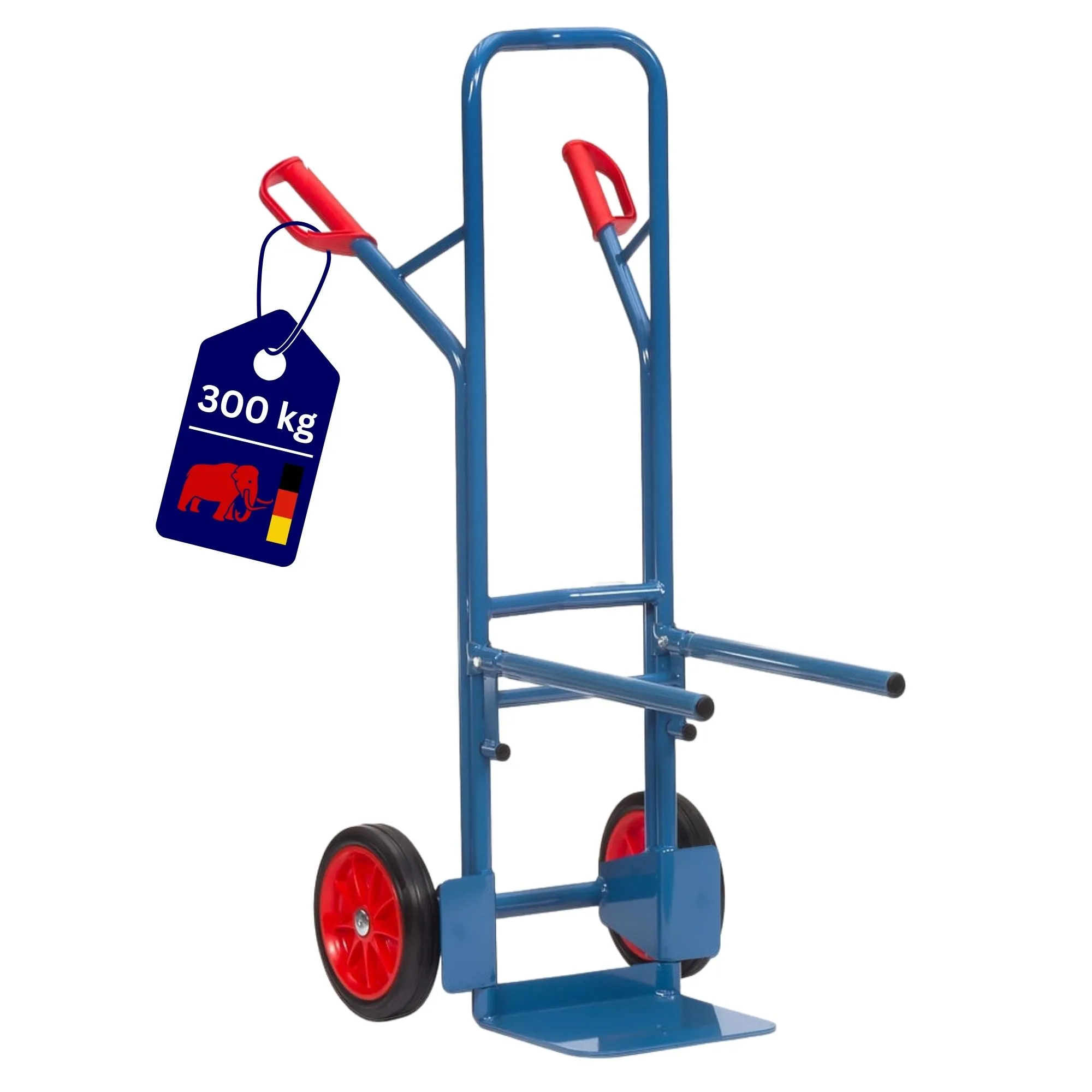 Fetra Stuhlkarre mit festverschraubtem Traggestell, gebogenen Streben & pannensichere Vollgummibereifung | Traglast 300kg | Blau