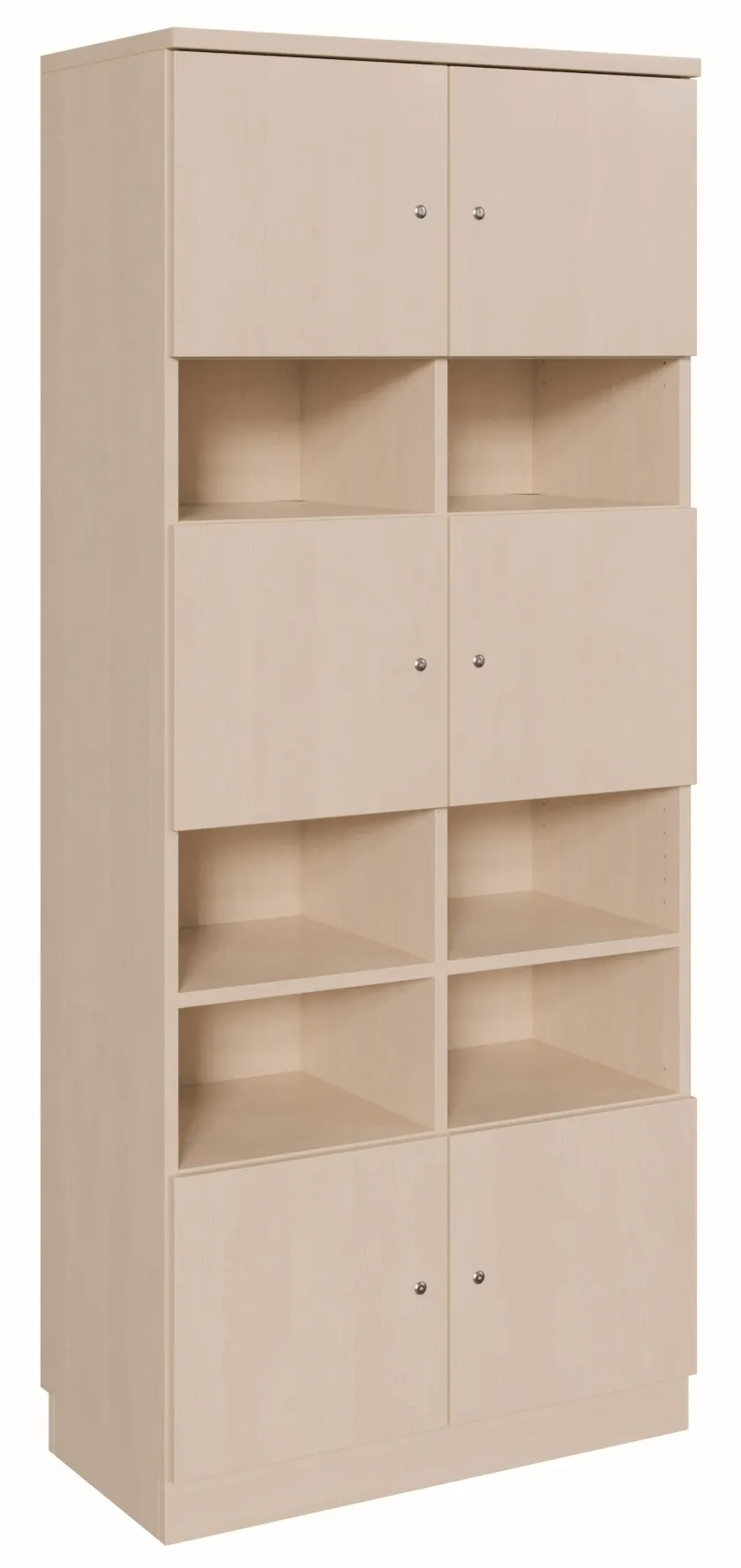 Schließfachschrank mit 6 offenen Regalfächern und 6 Schließfächern