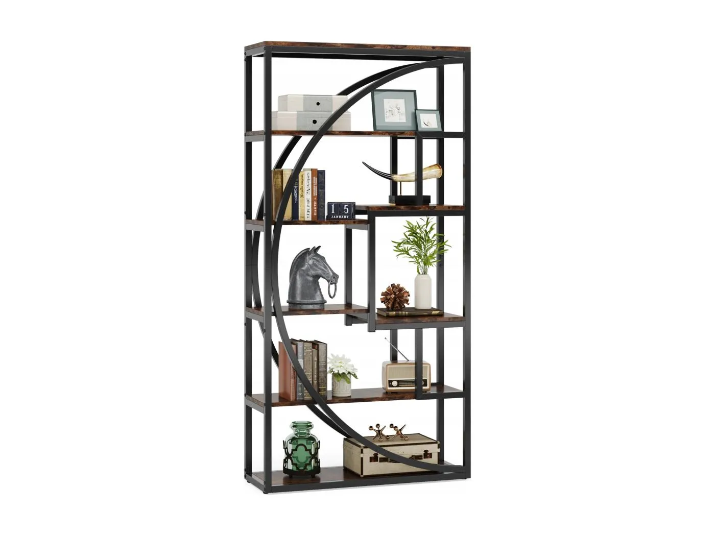 Industriebibliothek mit 5 Etagen, Bibliothek mit einer Höhe von 180 cm und 8 offenen Ablagefächern