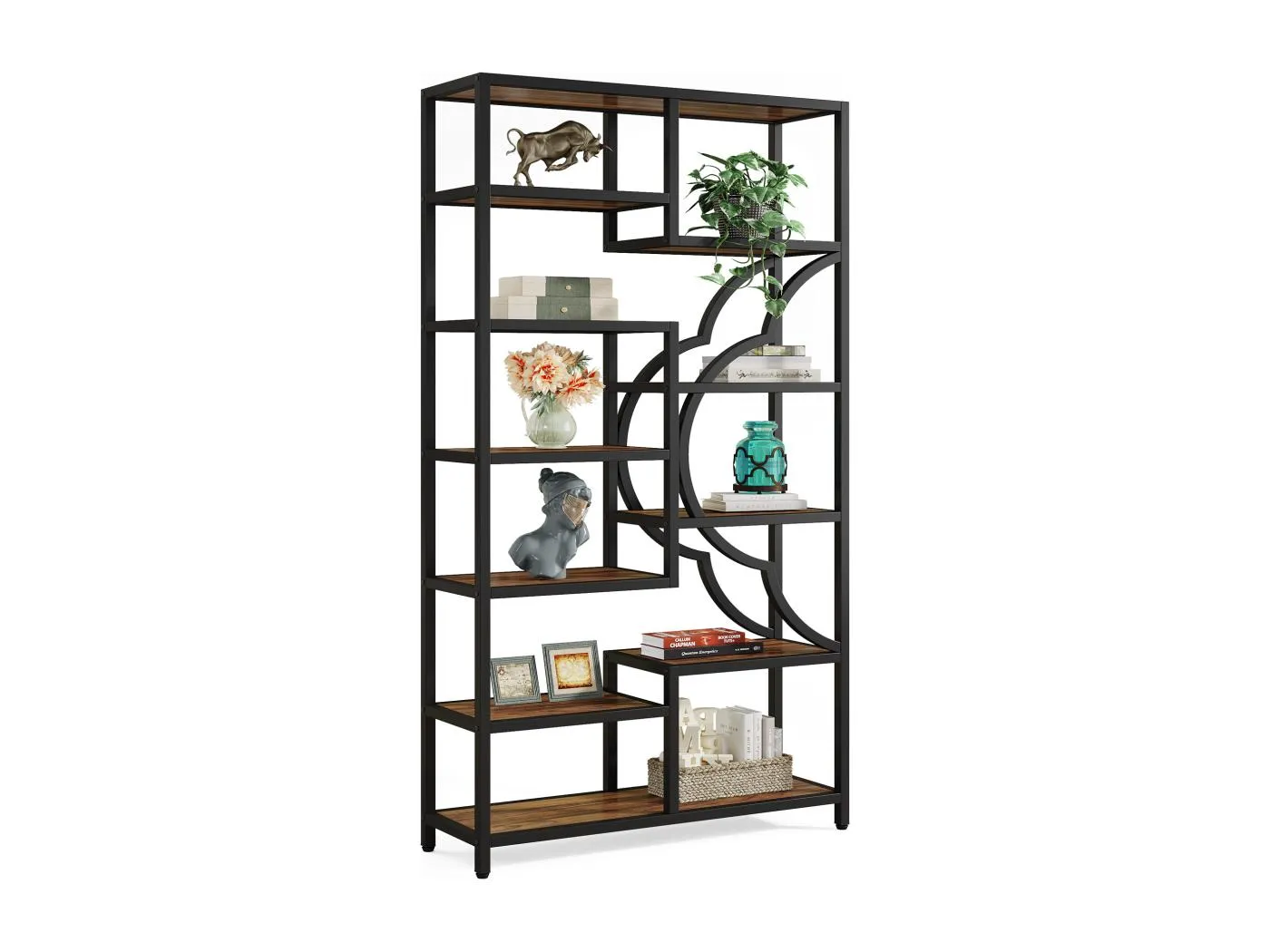 Sechstöckige Industriebibliothek, Bibliothek mit einer Höhe von 190 cm und 11 offenen Ablagefächern