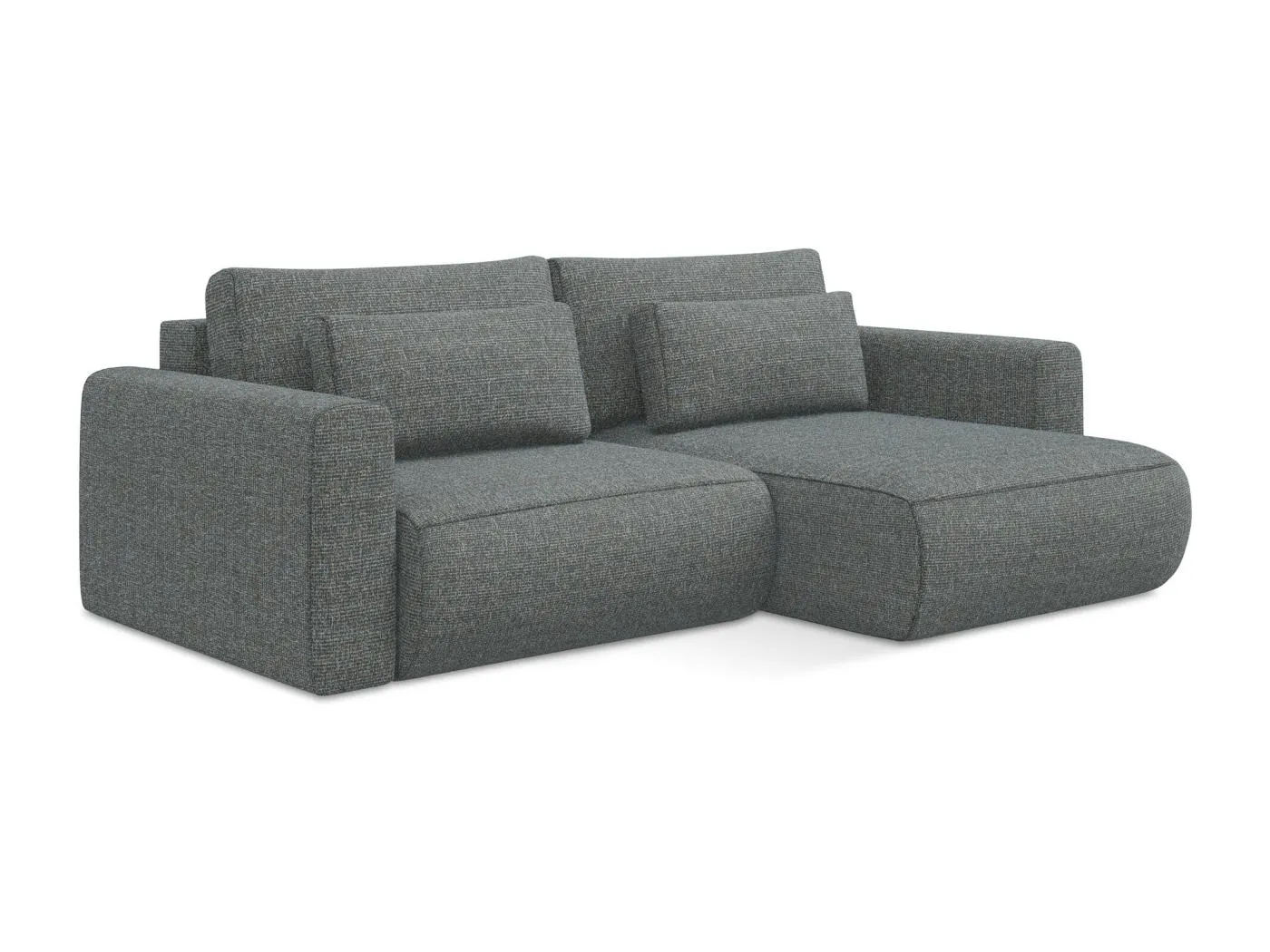 2-Sitzer Ecksofa mit Schlaffunktion - Ecke Rechts - Strukturstoff - Stahl - KAPUA