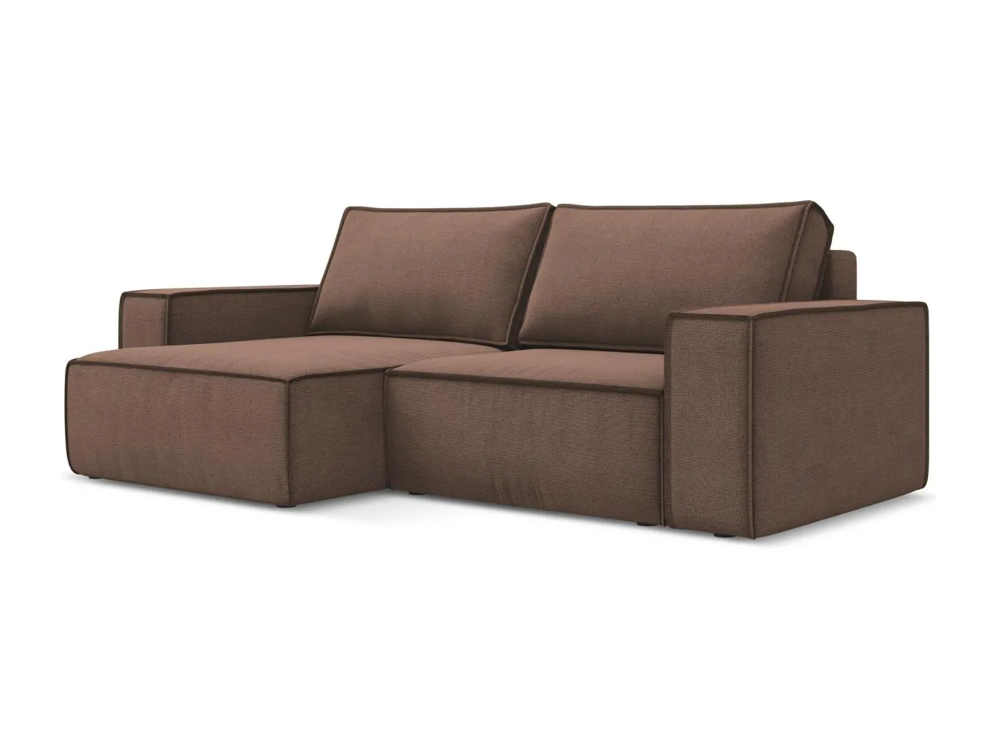 2-Sitzer Ecksofa mit Schlaffunktion - Ecke Links - Strukturstoff - Puderrosa - KIMO