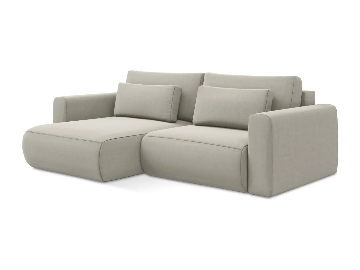 2-Sitzer Ecksofa mit Schlaffunktion - Ecke Links - Samt - Perle - KAPUA