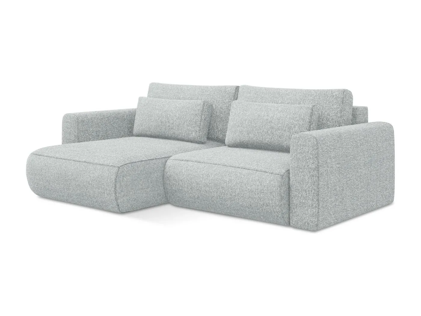 2-Sitzer Ecksofa mit Schlaffunktion - Ecke Links - Strukturstoff - Silber - KAPUA