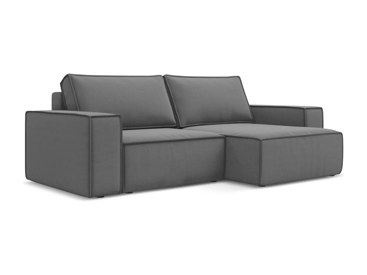 2-Sitzer Ecksofa mit Schlaffunktion - Ecke Rechts - Samt - Grau - KIMO