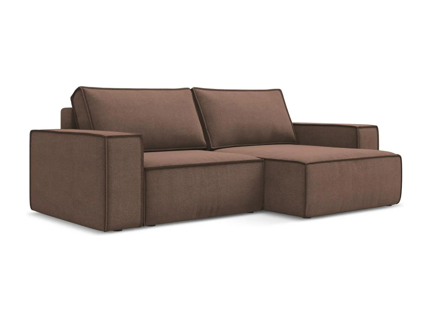 2-Sitzer Ecksofa mit Schlaffunktion - Ecke Rechts - Strukturstoff - Puderrosa - KIMO