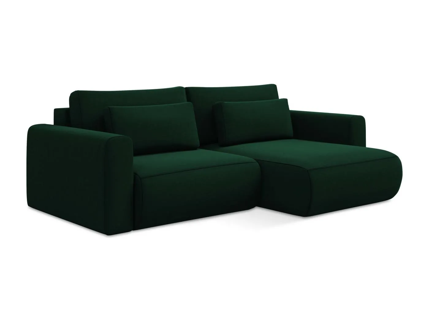 2-Sitzer Ecksofa mit Schlaffunktion - Ecke Rechts - Samt - Flaschengrün - KAPUA