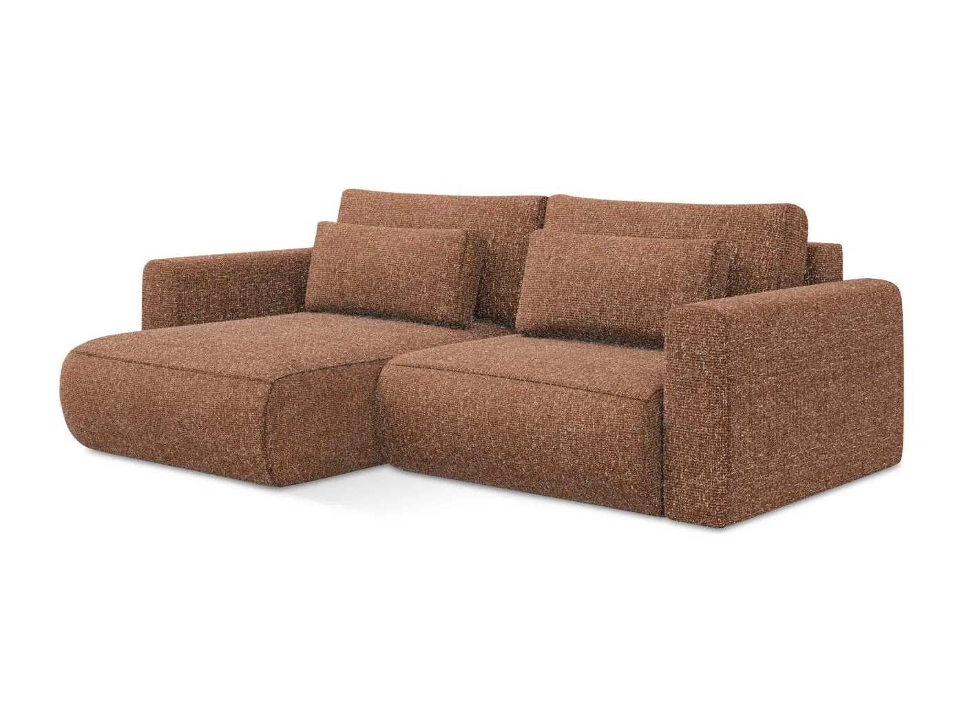 2-Sitzer Ecksofa mit Schlaffunktion - Ecke Links - Strukturstoff - Terrakotta - KAPUA