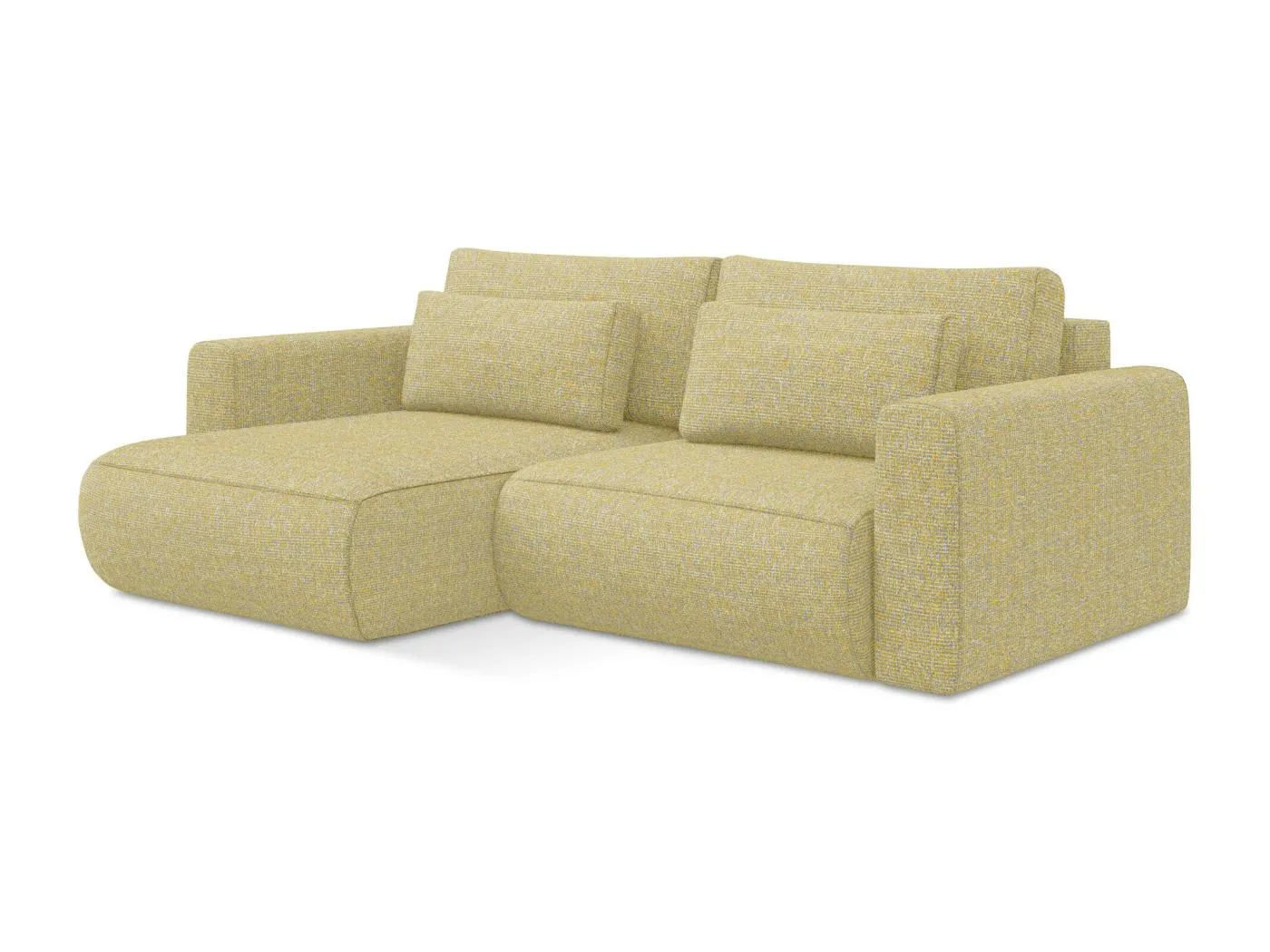 2-Sitzer Ecksofa mit Schlaffunktion - Ecke Links - Strukturstoff - Senf - KAPUA