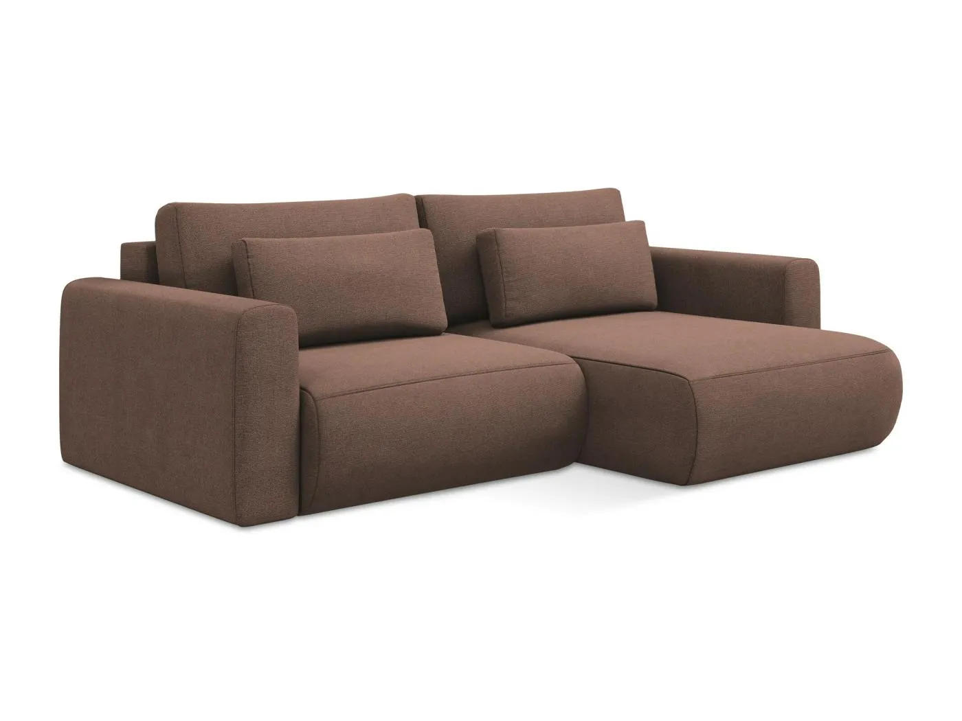 2-Sitzer Ecksofa mit Schlaffunktion - Ecke Rechts - Strukturstoff - Puderrosa - KAPUA