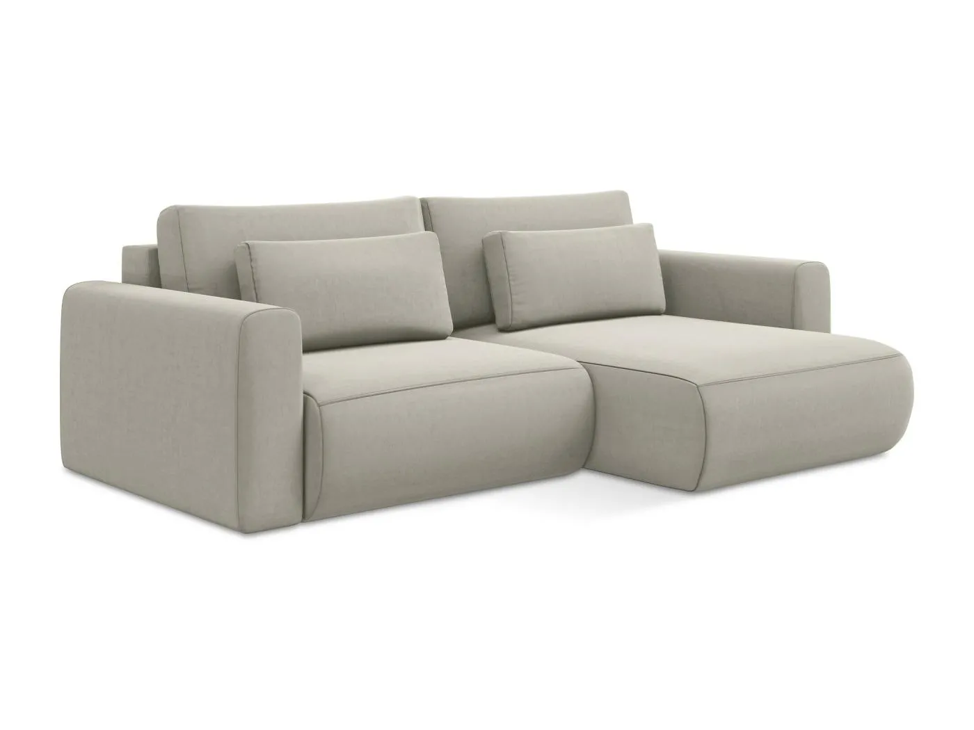 2-Sitzer Ecksofa mit Schlaffunktion - Ecke Rechts - Samt - Perle - KAPUA