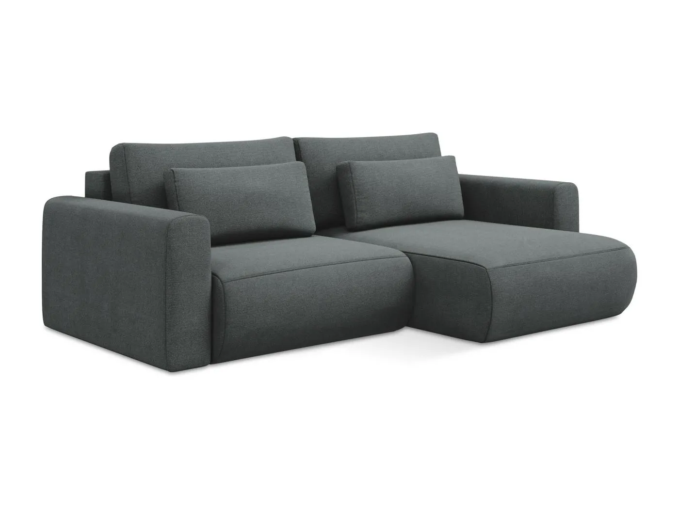 2-Sitzer Ecksofa mit Schlaffunktion - Ecke Rechts - Strukturstoff - Grau - KAPUA