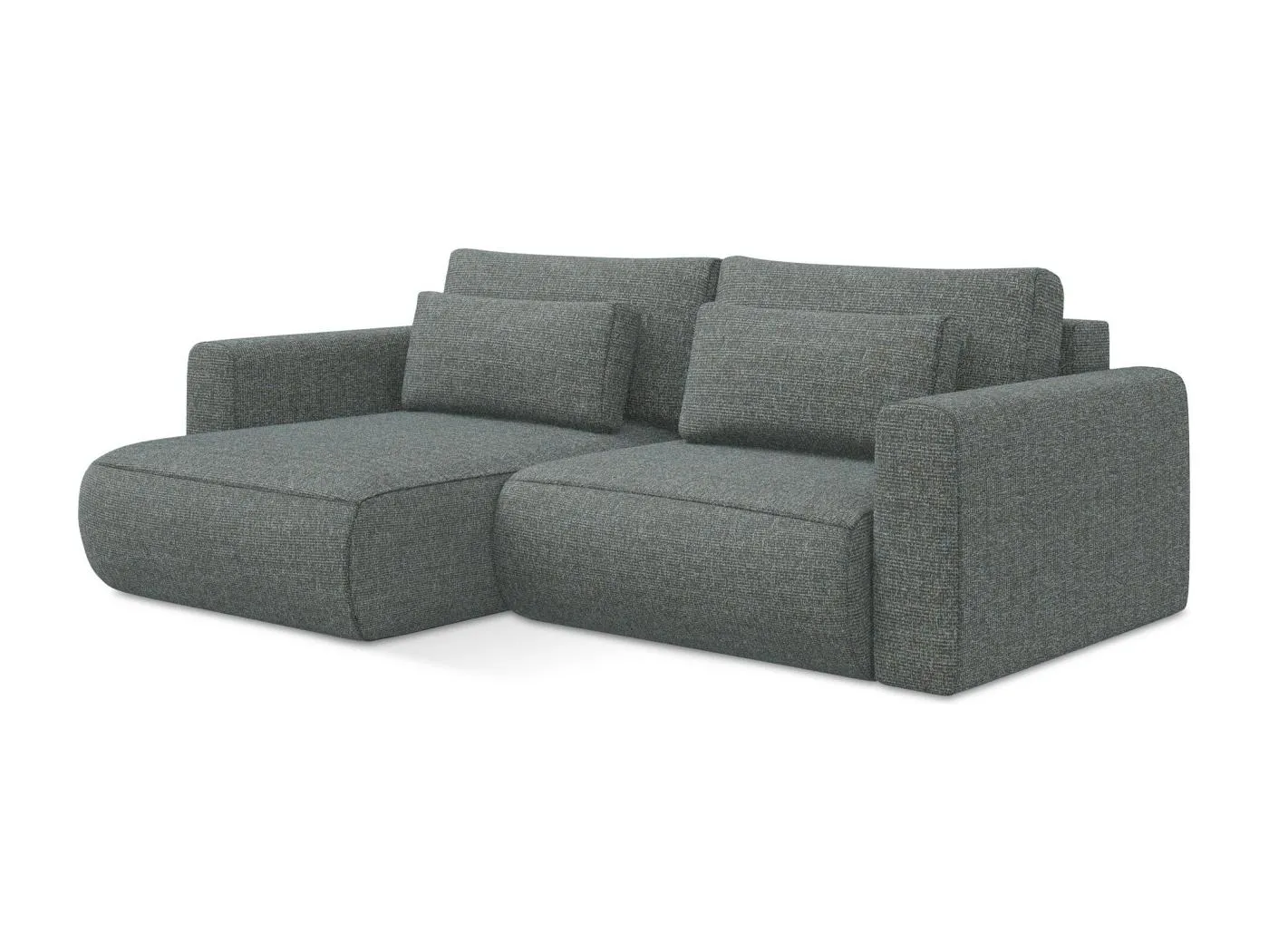 2-Sitzer Ecksofa mit Schlaffunktion - Ecke Links - Strukturstoff - Stahl - KAPUA