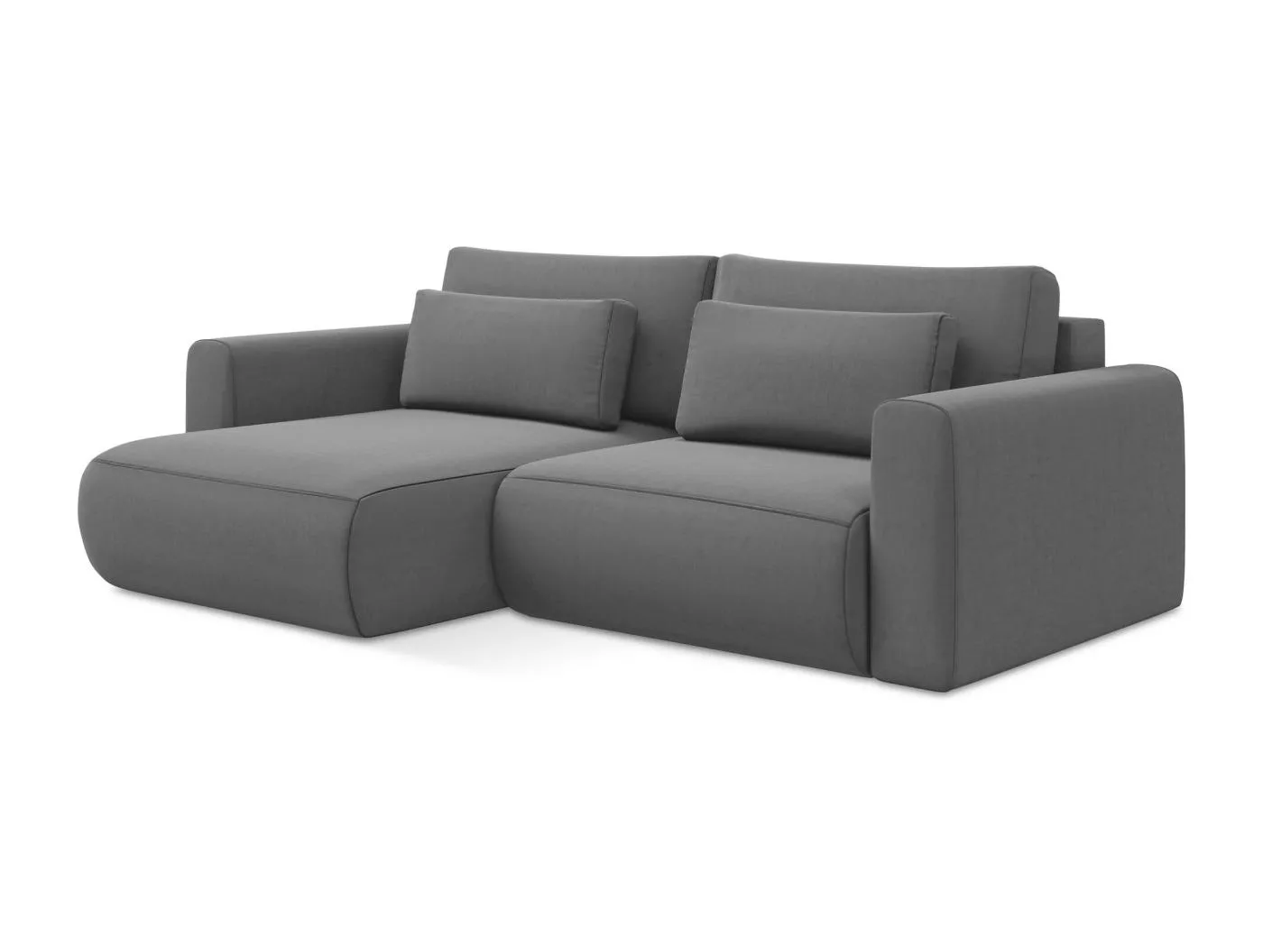 2-Sitzer Ecksofa mit Schlaffunktion - Ecke Links - Samt - Grau - KAPUA
