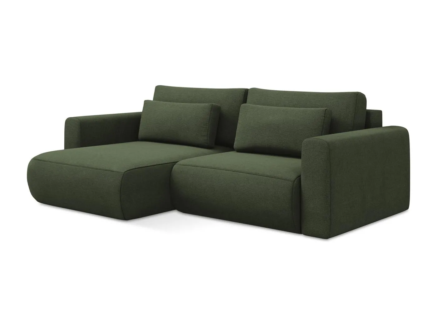 2-Sitzer Ecksofa mit Schlaffunktion - Ecke Links - Strukturstoff - Olive - KAPUA