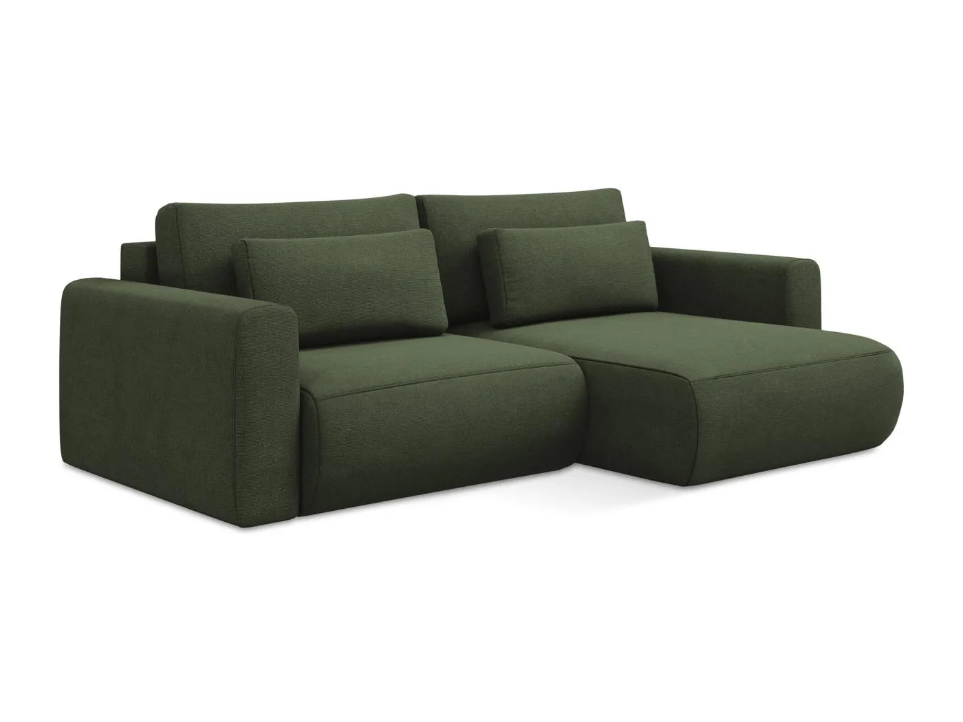 2-Sitzer Ecksofa mit Schlaffunktion - Ecke Rechts - Strukturstoff - Olive - KAPUA