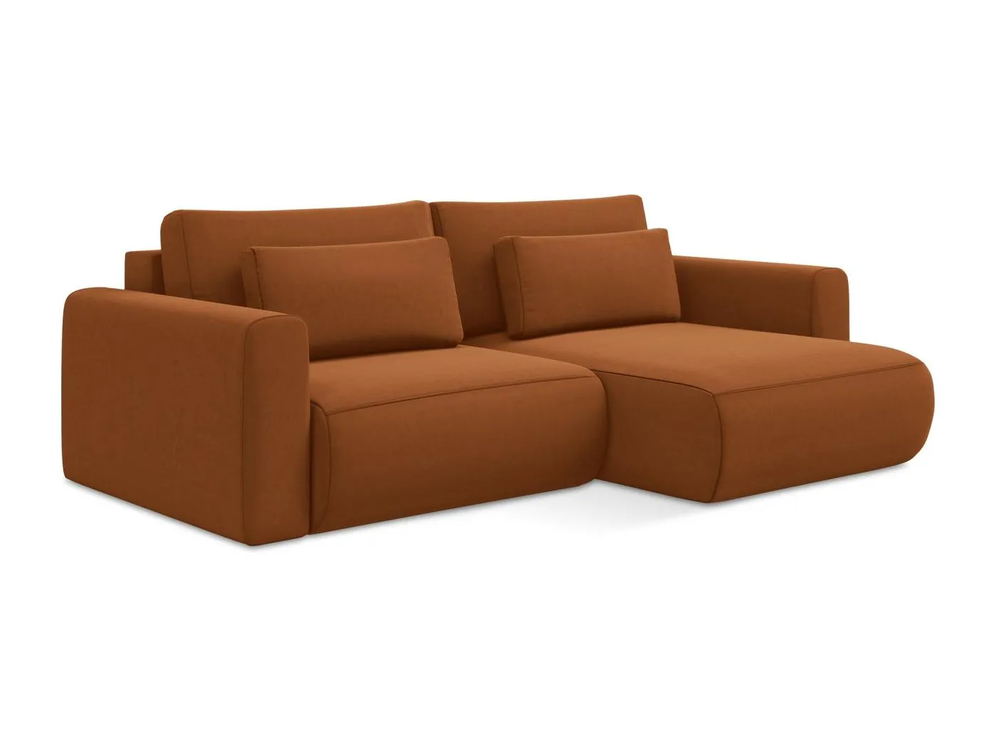 2-Sitzer Ecksofa mit Schlaffunktion - Ecke Rechts - Samt - Terrakotta - KAPUA