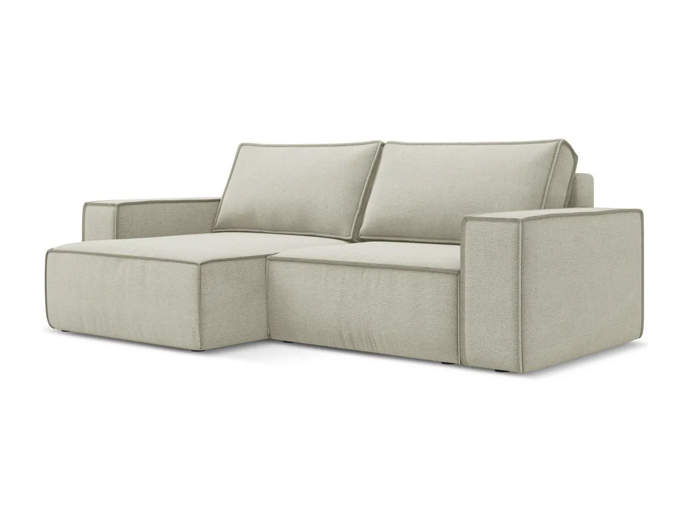 2-Sitzer Ecksofa mit Schlaffunktion - Ecke Links - Strukturstoff - Hell beige - KIMO