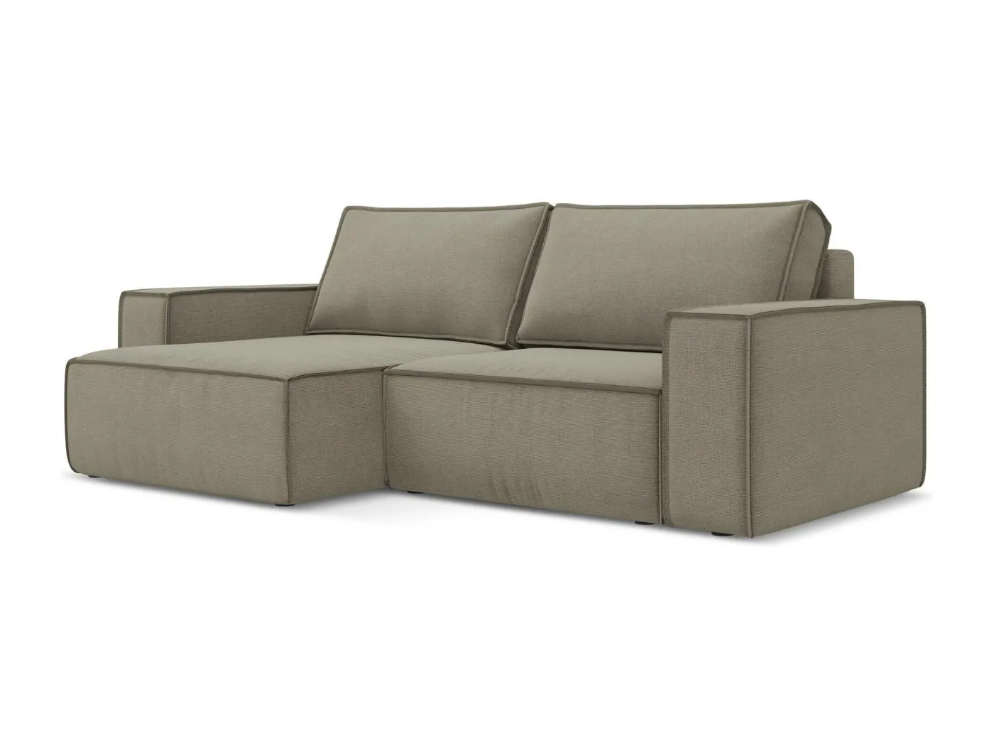 2-Sitzer Ecksofa mit Schlaffunktion - Ecke Links - Strukturstoff - Dunkelbeige - KIMO