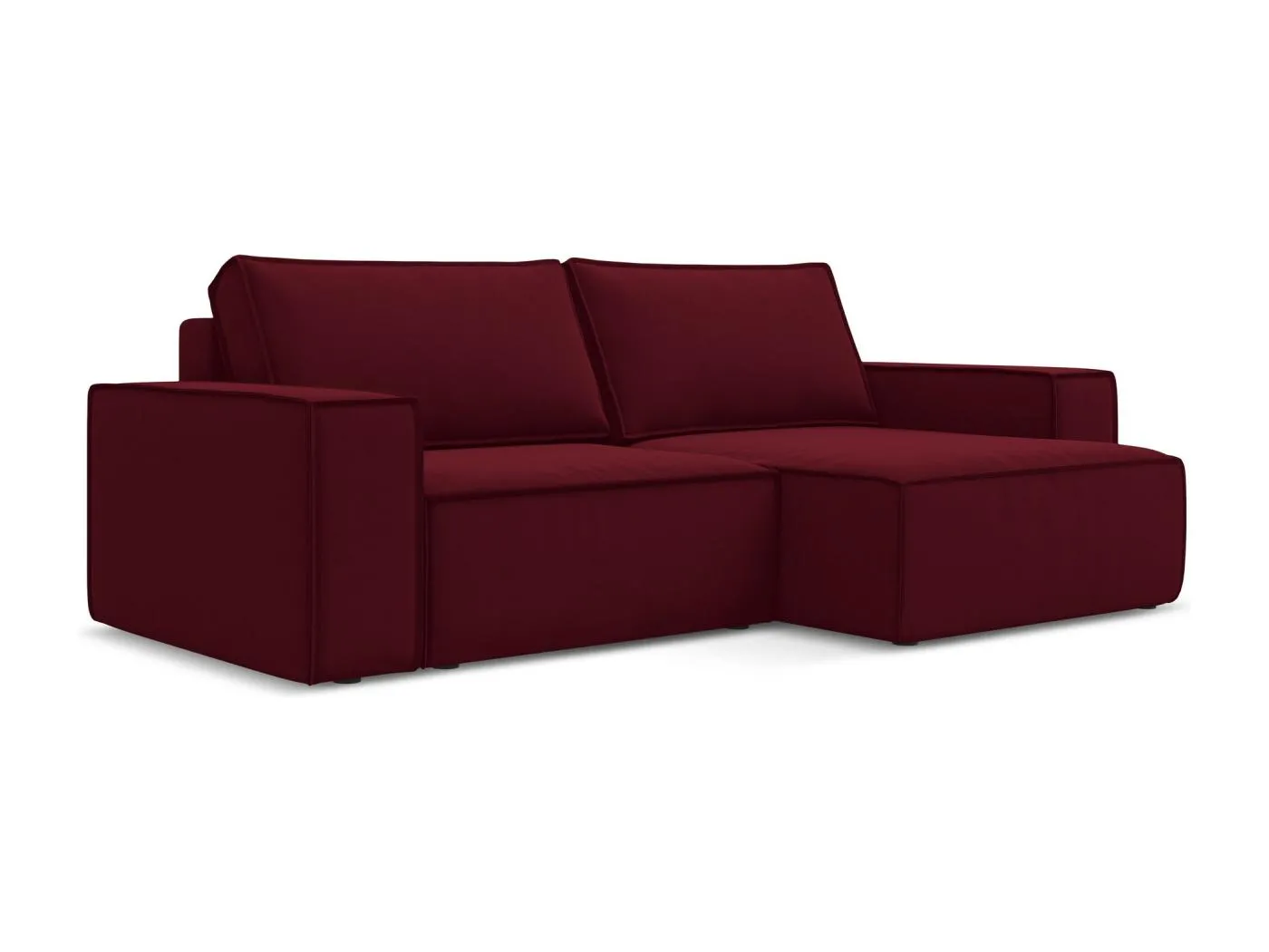2-Sitzer Ecksofa mit Schlaffunktion - Ecke Rechts - Samt - Burgund - KIMO