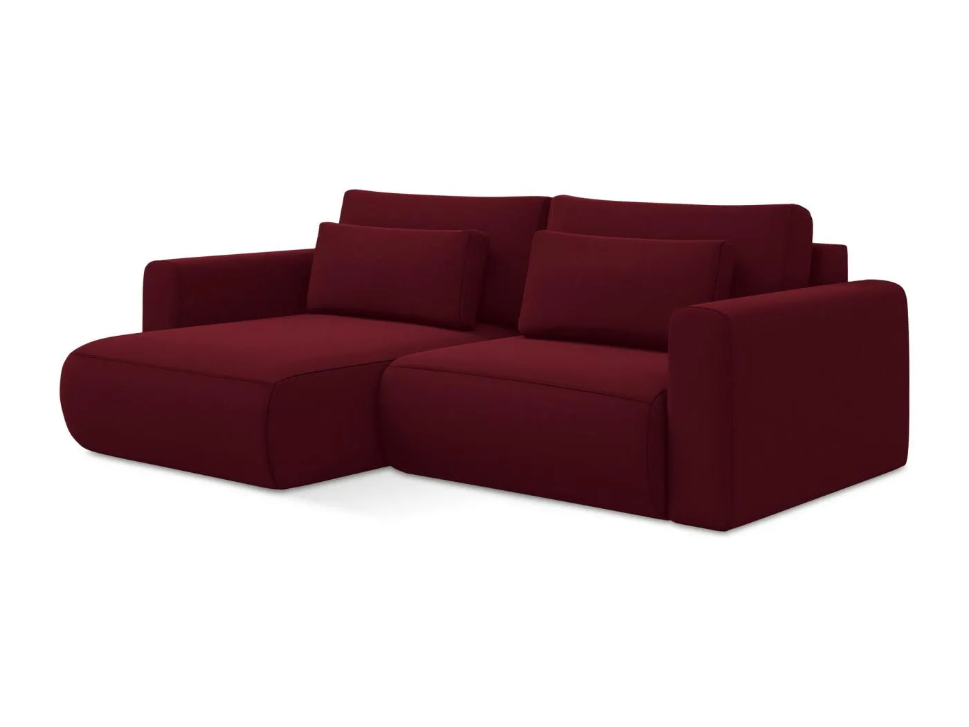 2-Sitzer Ecksofa mit Schlaffunktion - Ecke Links - Samt - Burgund - KAPUA