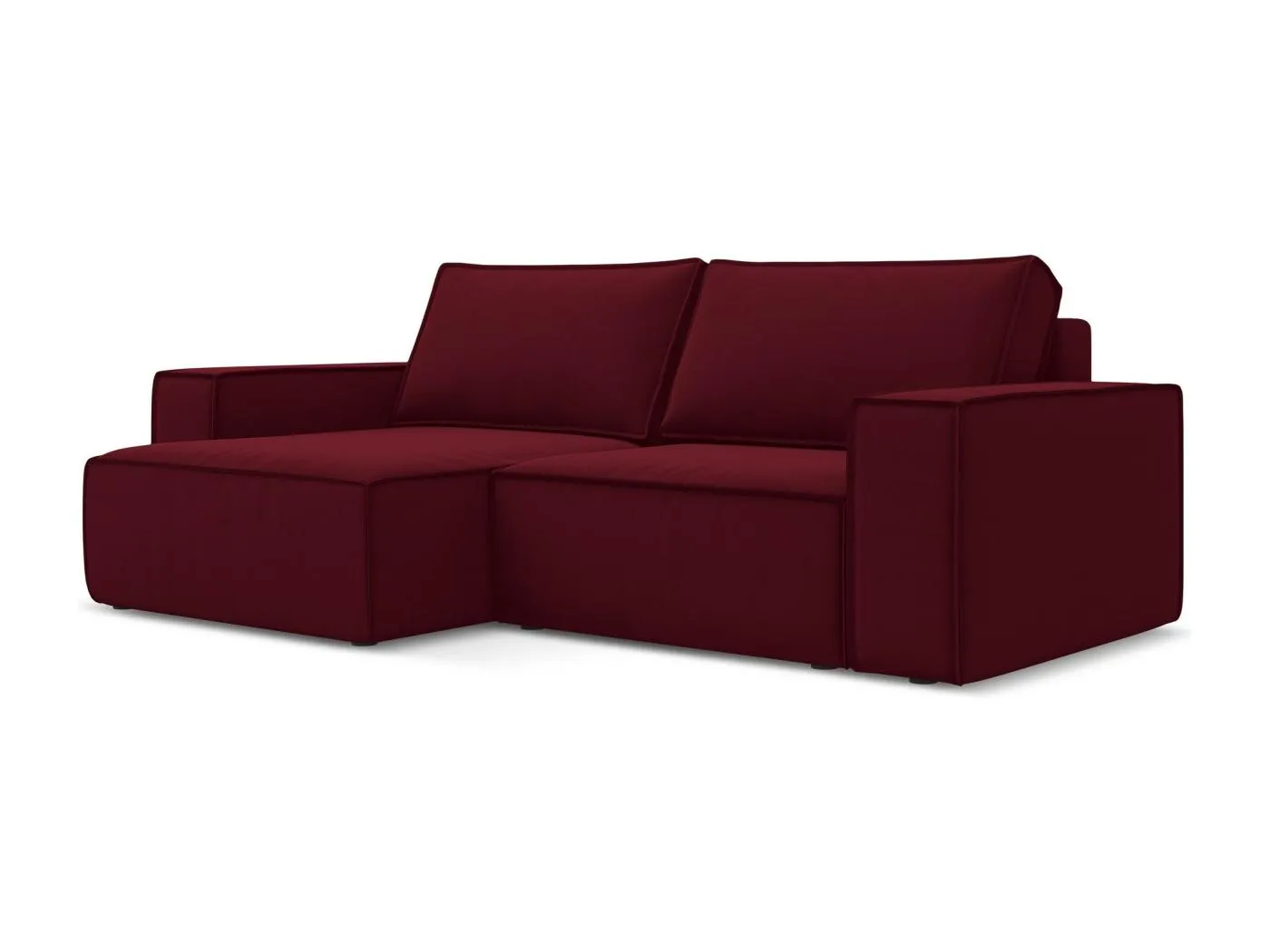 2-Sitzer Ecksofa mit Schlaffunktion - Ecke Links - Samt - Burgund - KIMO