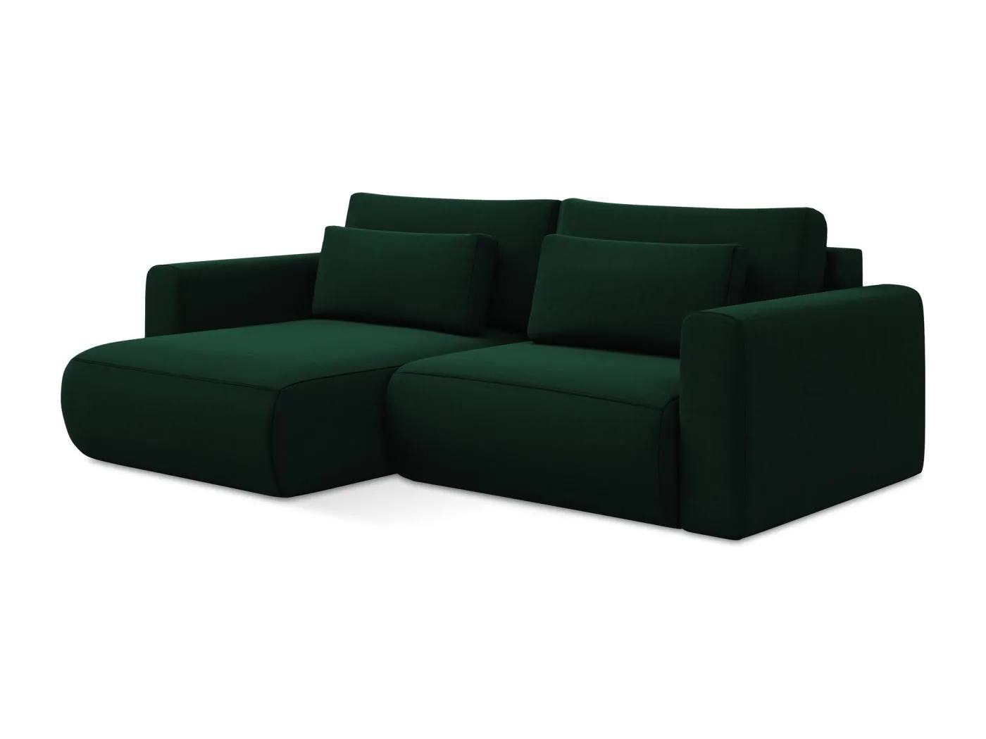 2-Sitzer Ecksofa mit Schlaffunktion - Ecke Links - Samt - Flaschengrün - KAPUA