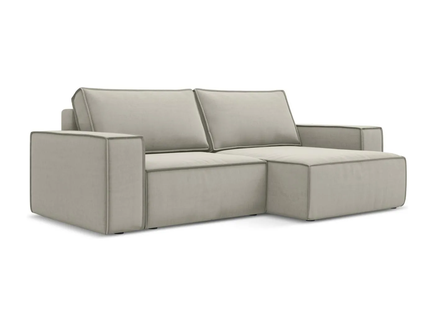 2-Sitzer Ecksofa mit Schlaffunktion - Ecke Rechts - Samt - Perle - KIMO