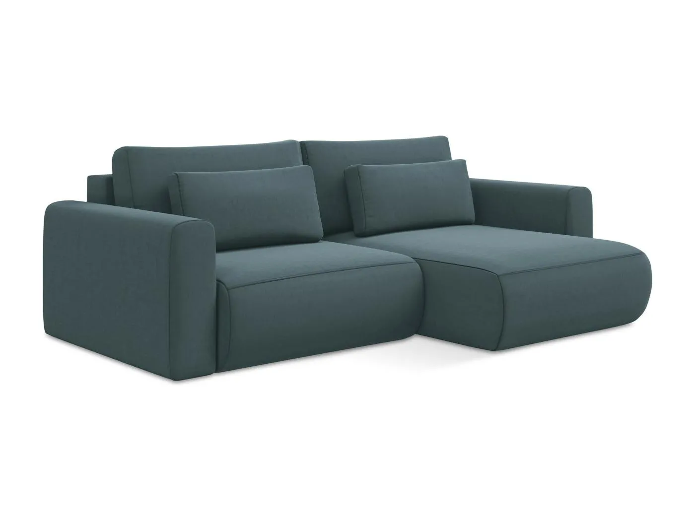 2-Sitzer Ecksofa mit Schlaffunktion - Ecke Rechts - Samt - Marine - KAPUA