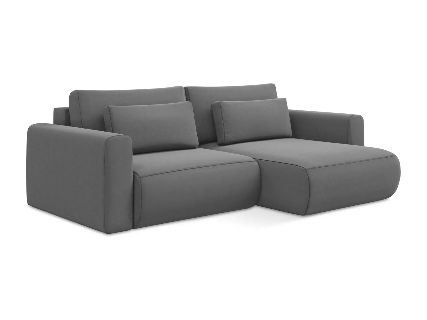 2-Sitzer Ecksofa mit Schlaffunktion - Ecke Rechts - Samt - Grau - KAPUA