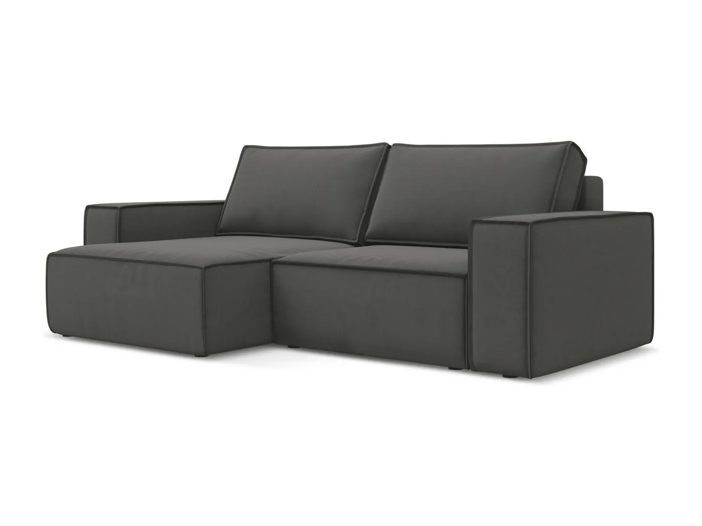 2-Sitzer Ecksofa mit Schlaffunktion - Ecke Links - Samt - Stahl - KIMO
