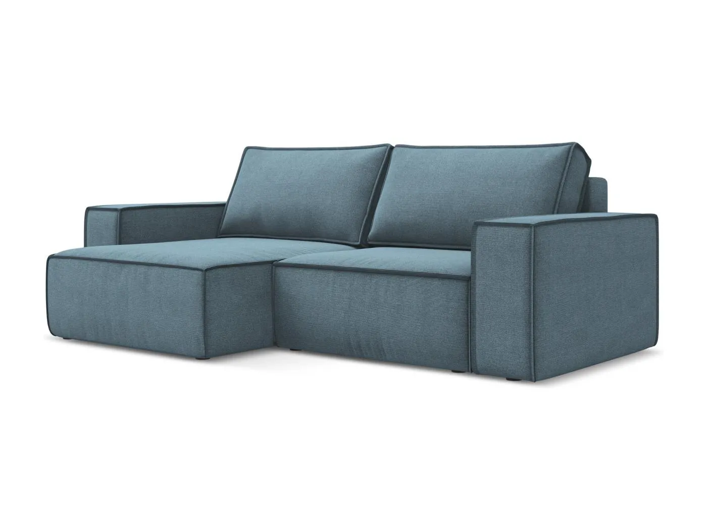 2-Sitzer Ecksofa mit Schlaffunktion - Ecke Links - Strukturstoff - Hellblau - KIMO
