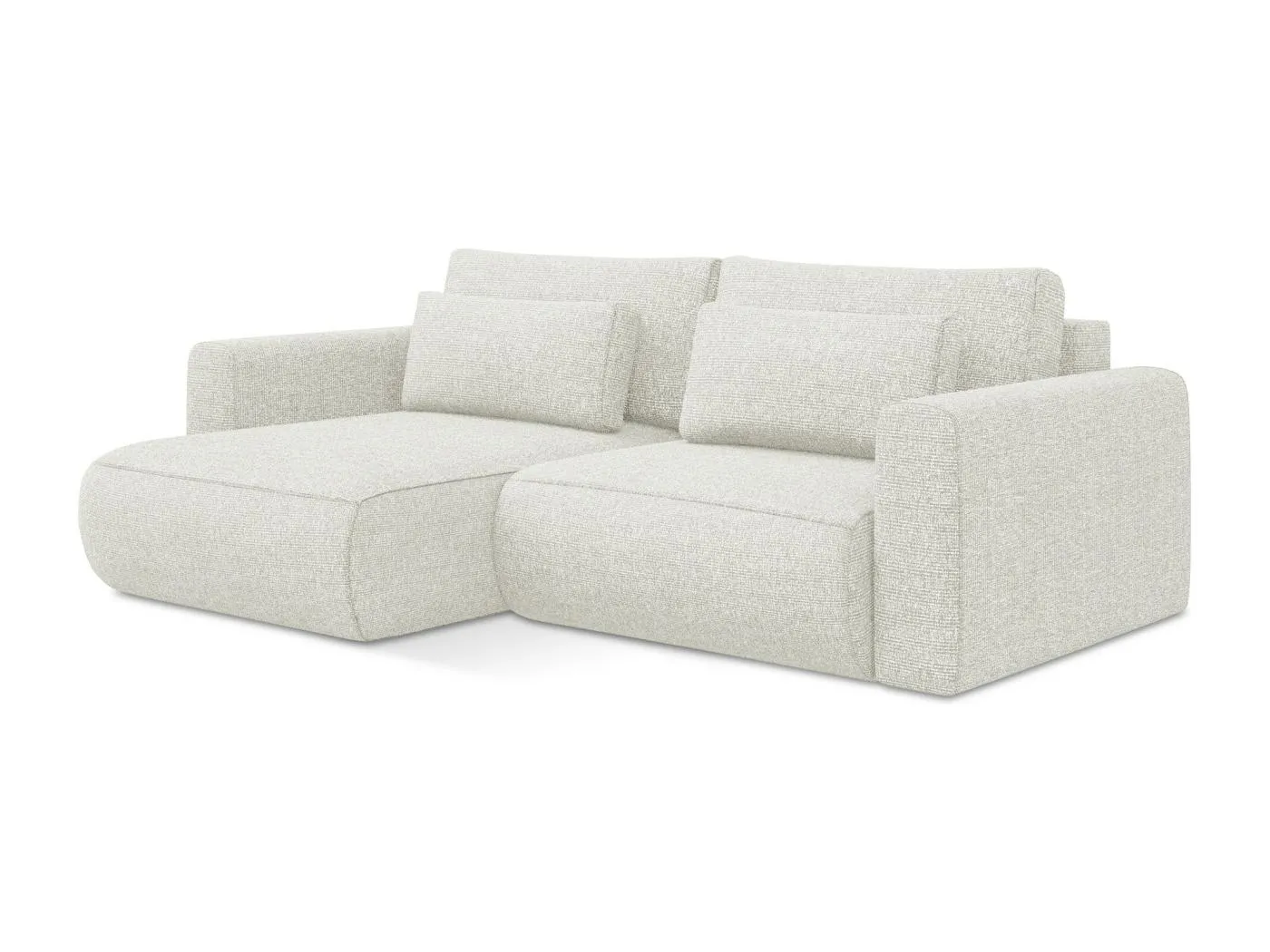 2-Sitzer Ecksofa mit Schlaffunktion - Ecke Links - Strukturstoff - Hell beige - KAPUA