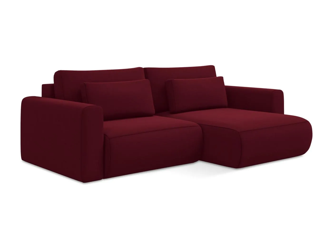 2-Sitzer Ecksofa mit Schlaffunktion - Ecke Rechts - Samt - Burgund - KAPUA