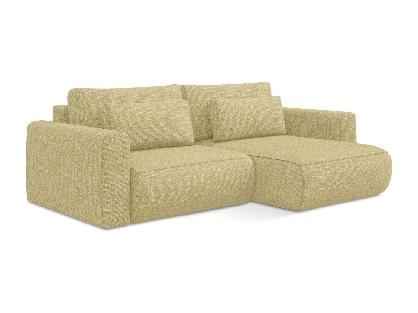 2-Sitzer Ecksofa mit Schlaffunktion - Ecke Rechts - Strukturstoff - Senf - KAPUA