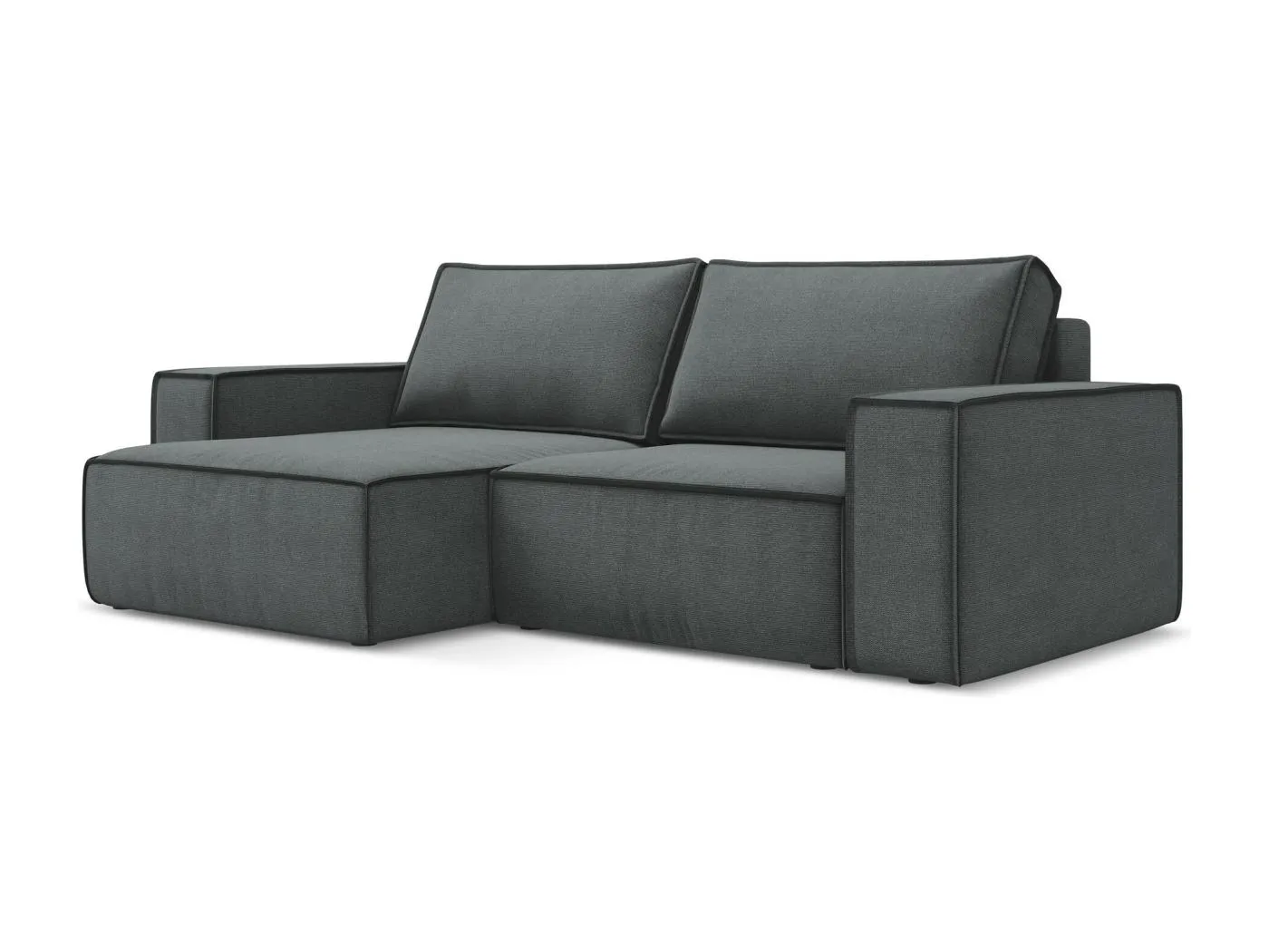2-Sitzer Ecksofa mit Schlaffunktion - Ecke Links - Strukturstoff - Grau - KIMO