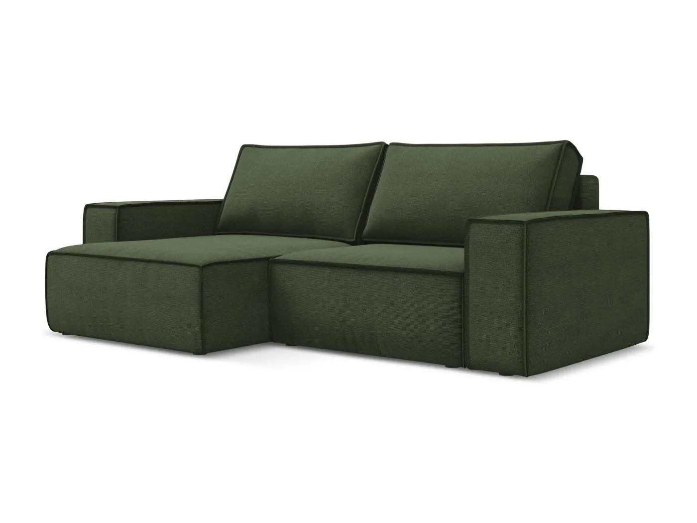 2-Sitzer Ecksofa mit Schlaffunktion - Ecke Links - Strukturstoff - Olive - KIMO