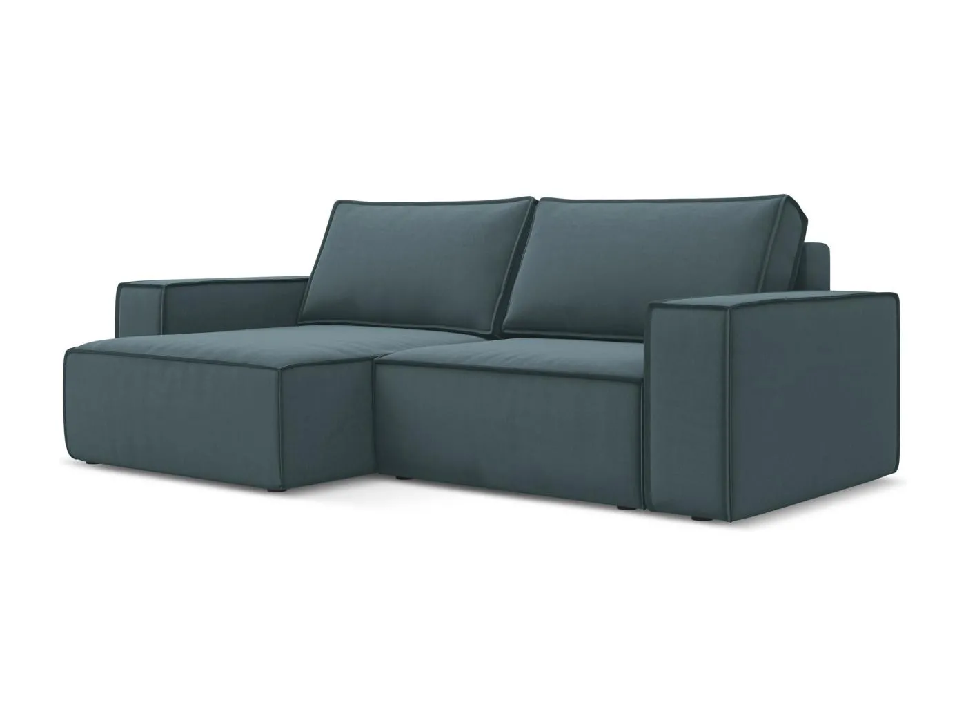2-Sitzer Ecksofa mit Schlaffunktion - Ecke Links - Samt - Marine - KIMO