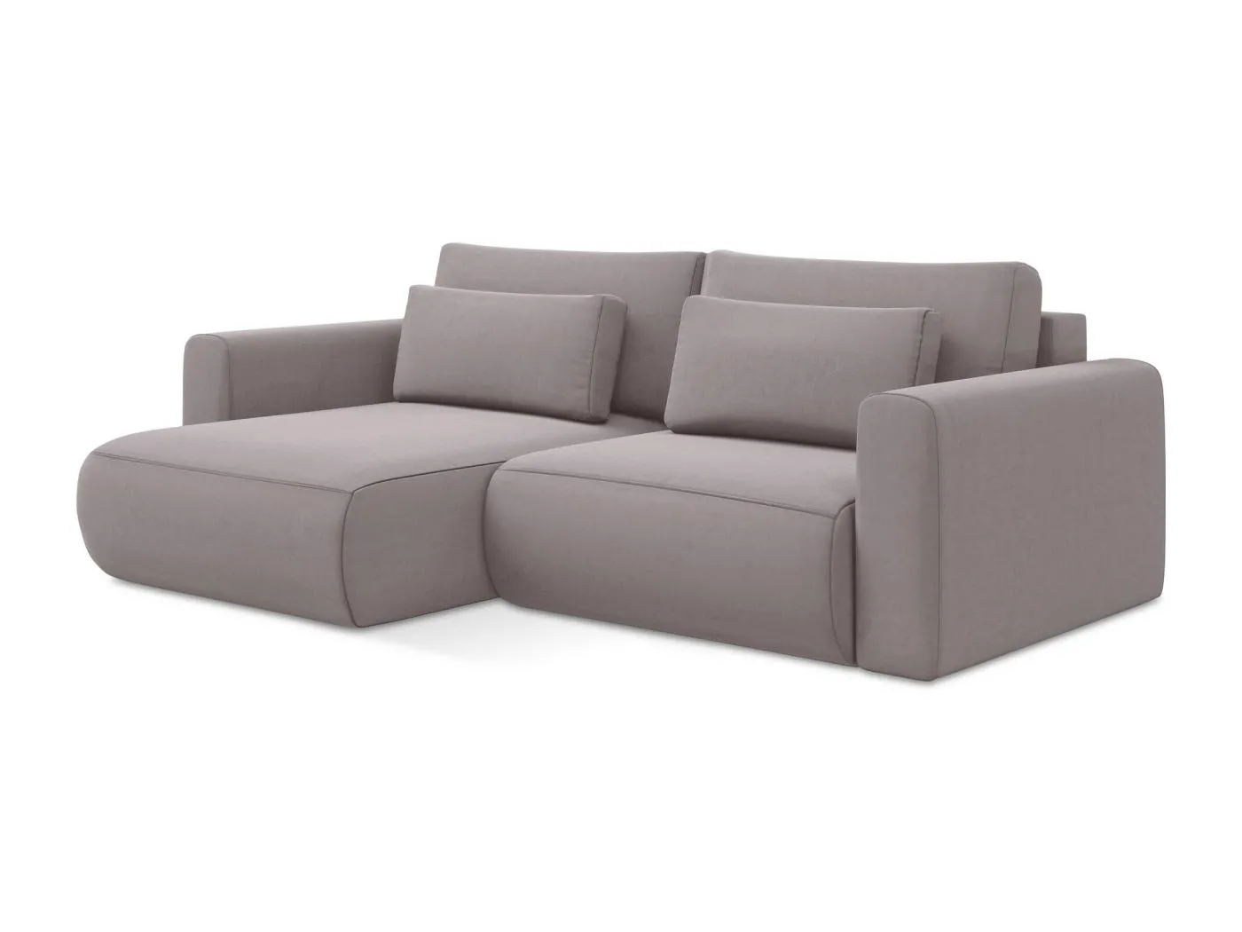 2-Sitzer Ecksofa mit Schlaffunktion - Ecke Links - Samt - Lavendel - KAPUA