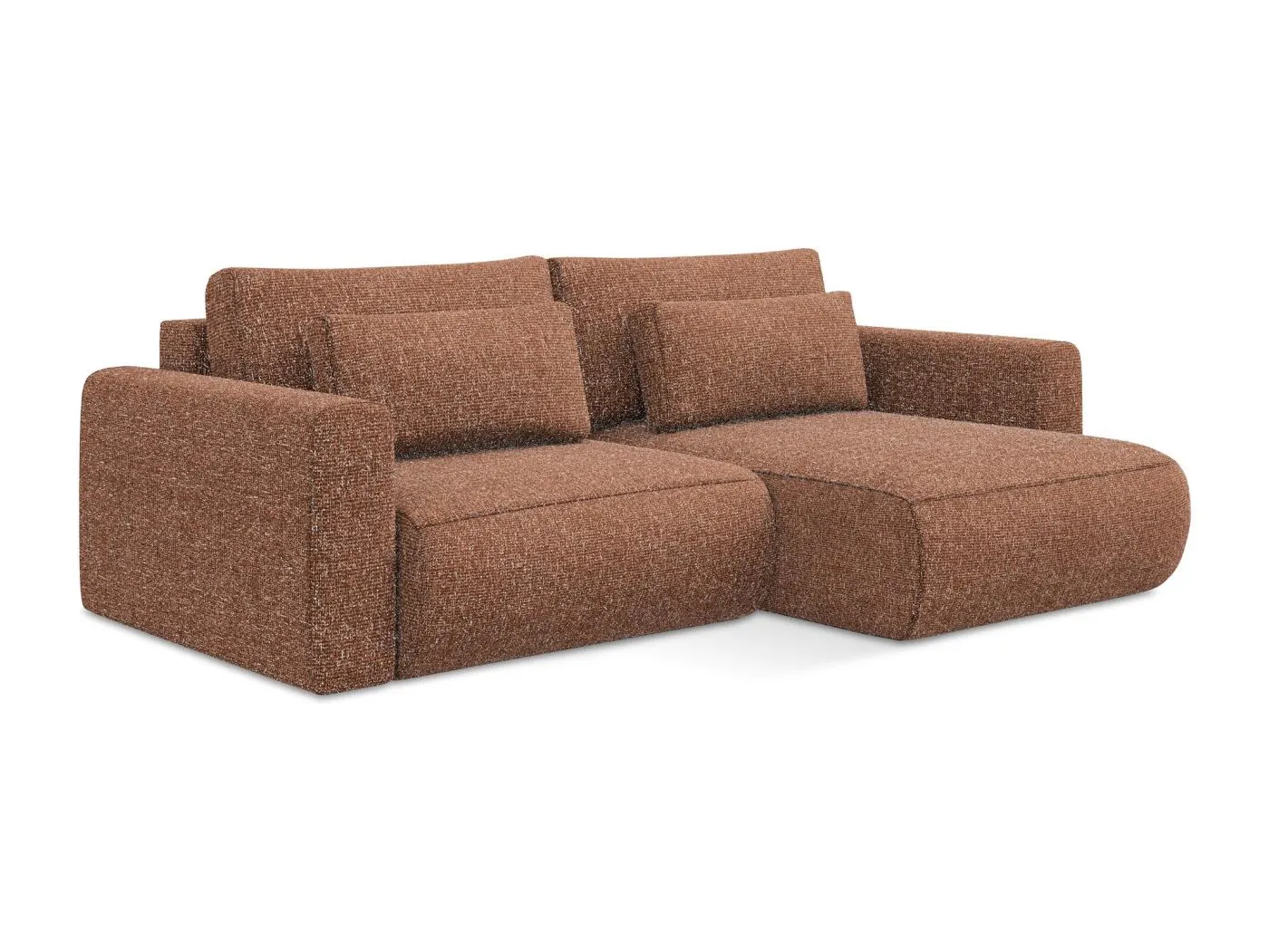 2-Sitzer Ecksofa mit Schlaffunktion - Ecke Rechts - Strukturstoff - Terrakotta - KAPUA