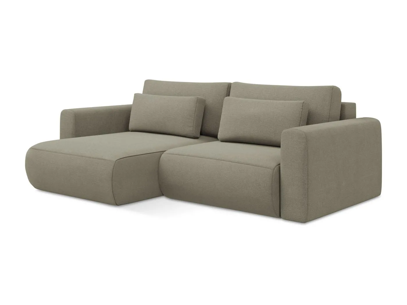 2-Sitzer Ecksofa mit Schlaffunktion - Ecke Links - Strukturstoff - Dunkelbeige - KAPUA