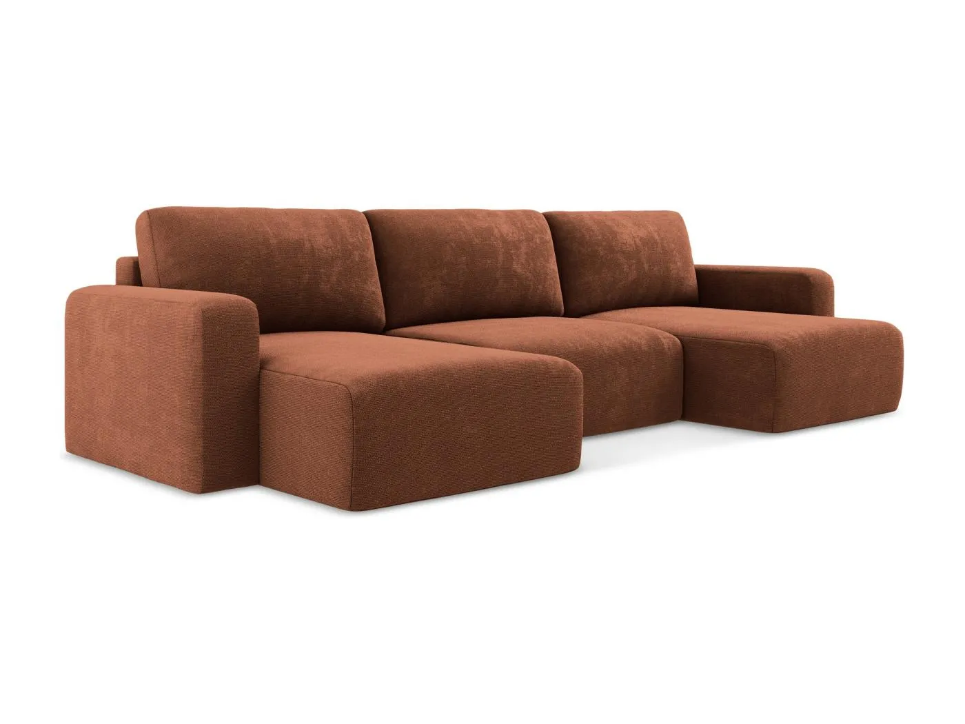 Wohnlandschaft mit Schlaffunktion - / - Chenille - Terrakotta - KONA