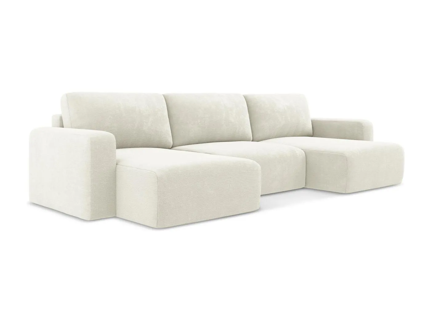 Wohnlandschaft mit Schlaffunktion - / - Chenille - Weiß - KONA