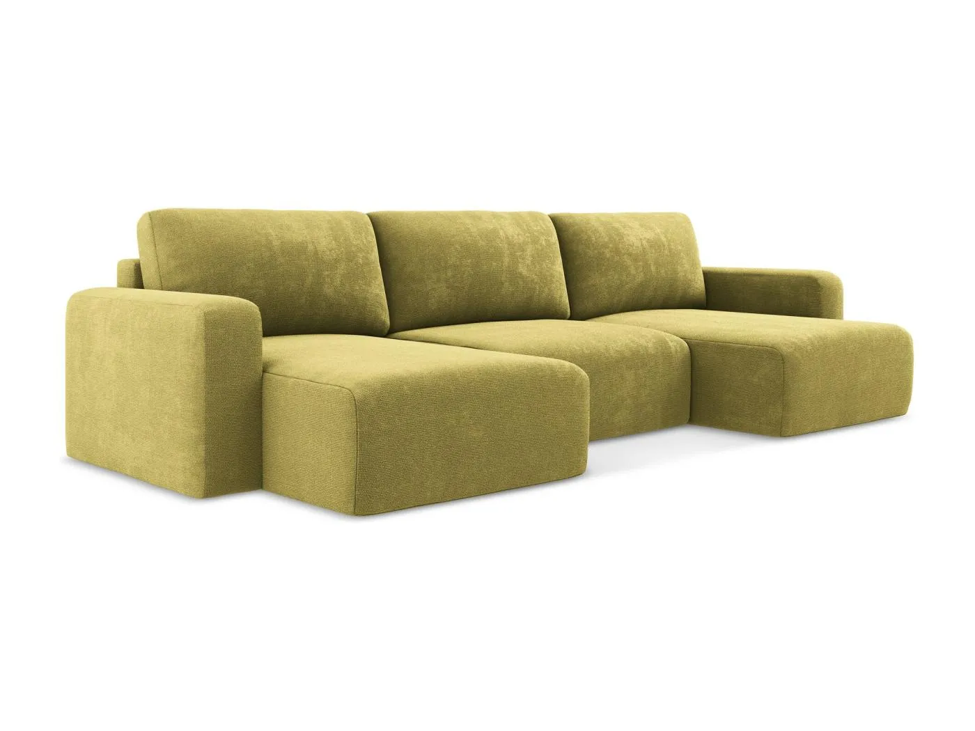 Wohnlandschaft mit Schlaffunktion - / - Chenille - Limettengrün - KONA