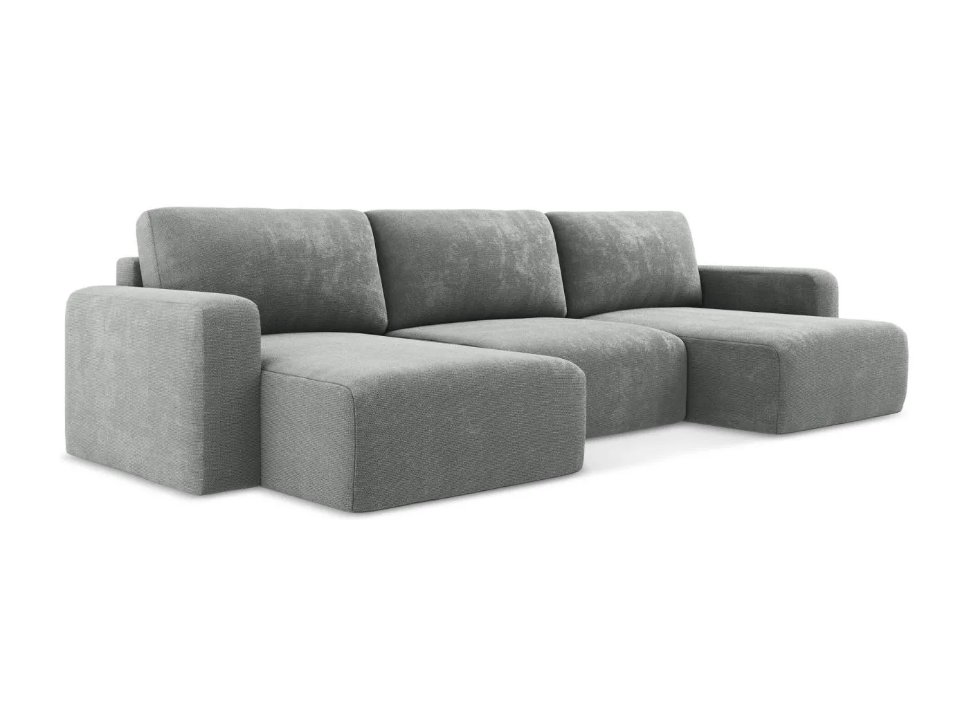 Wohnlandschaft mit Schlaffunktion - / - Chenille - Grau - KONA